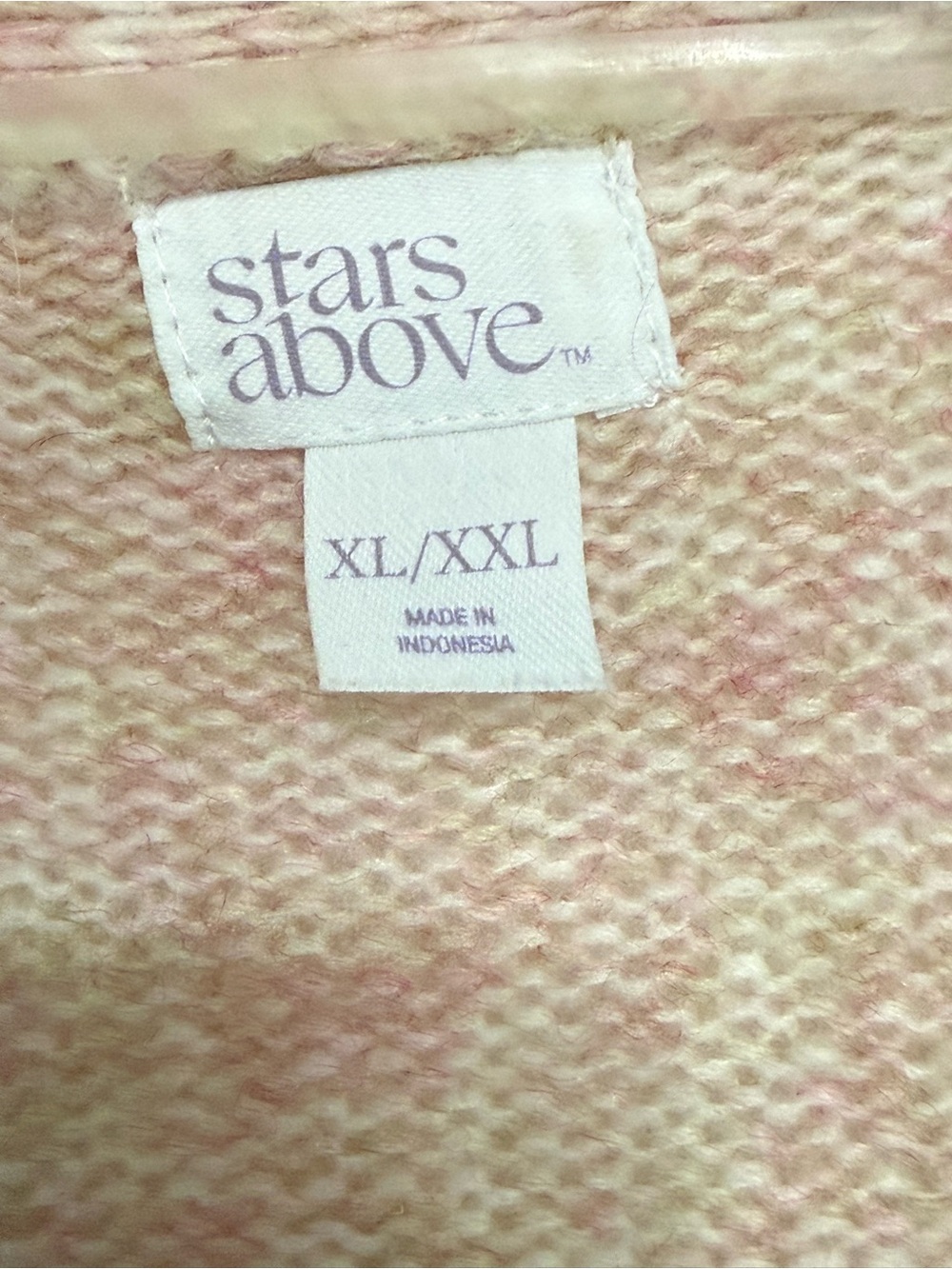 stars above Pastel Pink Cream Fuzzy Knit Cardigan - Picture 2 of 5